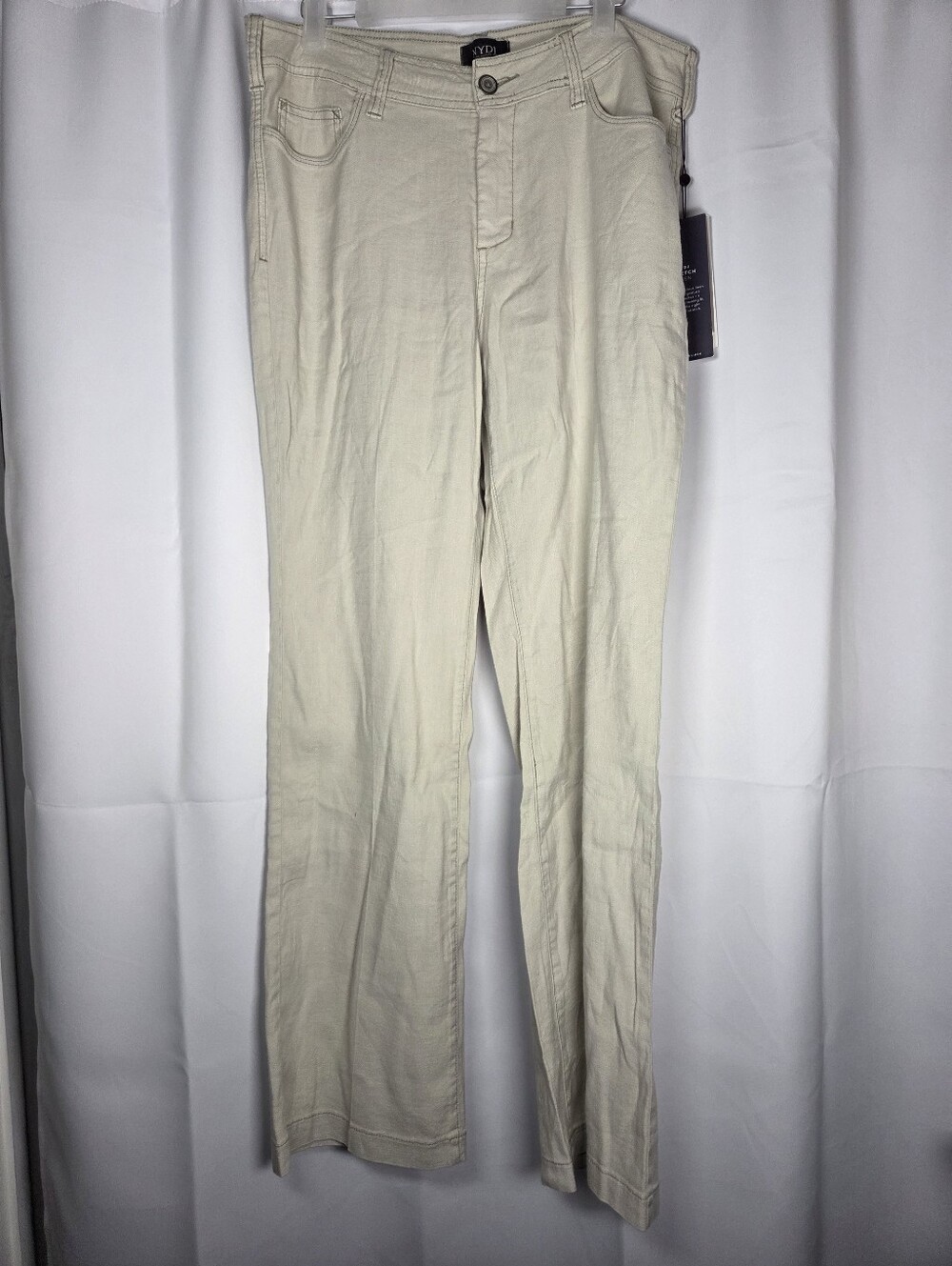 NYDJ NEW Ivory White Linen Blend Straight Leg Pants Women's 8  $114
